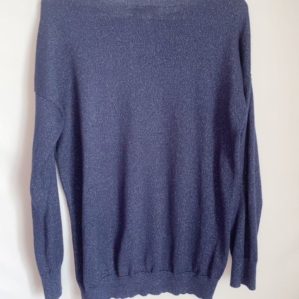 LC Lauren Conrad Navy Sparkly Crewneck Sweater M - Picture 6 of 7